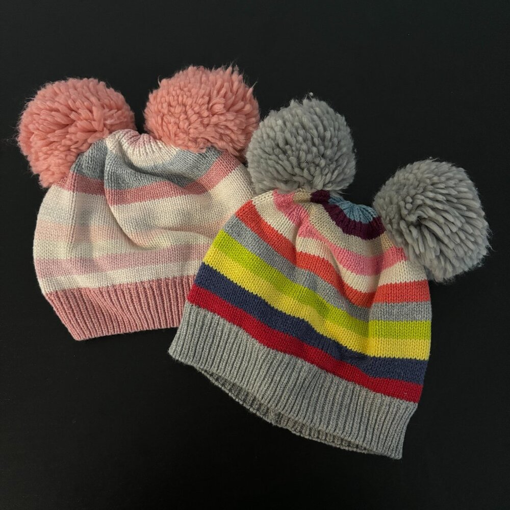 GAP Colorful Striped Pom-Pom Beanies